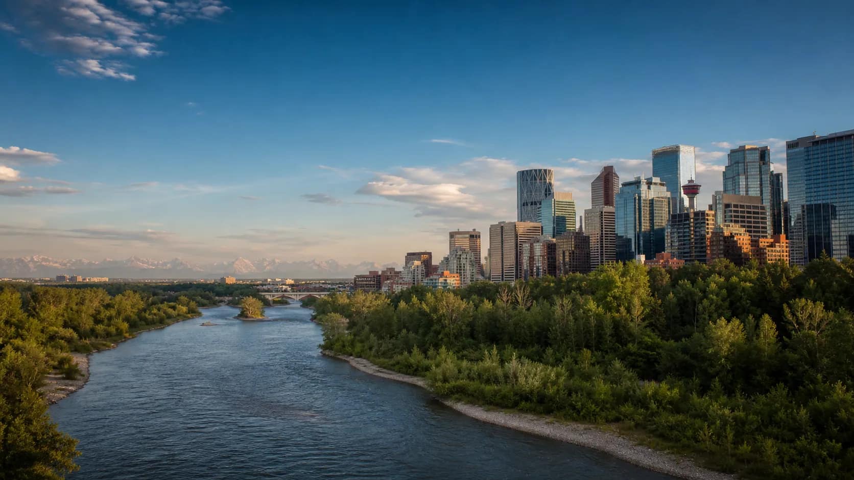 Calgary skyline and the Bow River valley