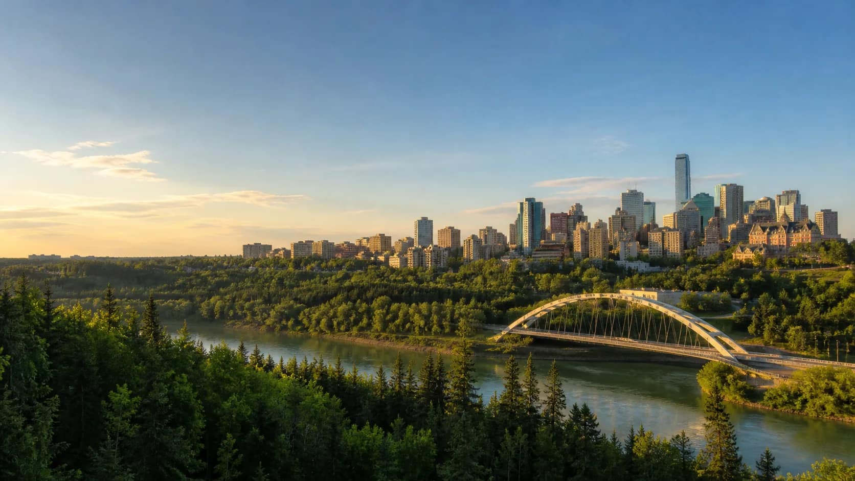 Edmonton skyline and the North Saskatchewan River valley